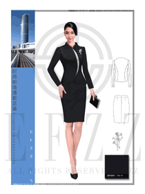 時尚黑色修身款職業套裙女裝專賣店營業員制服設計圖1533