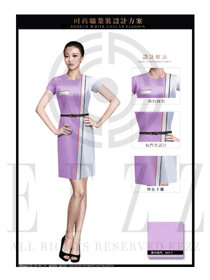 淺紫色連衣裙女職業裝夏裝制服設計圖712