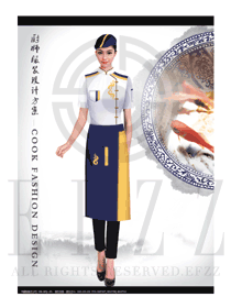 新款白色短袖女款中餐廳廚師服款式設(shè)計圖437