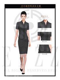 新款黑色修身款女職業(yè)裝夏裝制服設(shè)計(jì)圖723