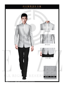 灰色中式立領長袖男款款酒店大堂經(jīng)理制服效果圖1065