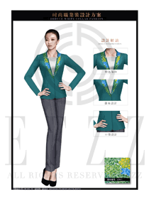 新款墨綠色長袖女款酒店大堂經(jīng)理服裝款式圖1115
