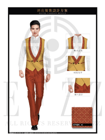 橙黃色馬甲款西餐廳服務(wù)員服裝款式圖1262