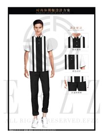 黑白條紋男職業(yè)裝T恤服裝款式效果圖091