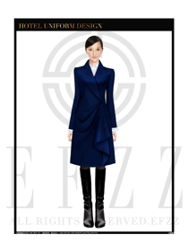 時尚深藍色女職業裝OL大衣制服設計圖171