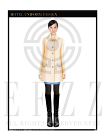 原創(chuàng)設(shè)計卡其色女職業(yè)裝大衣服裝款式圖173