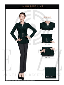 時尚墨綠色女秋冬職業(yè)裝制服款式效果圖1472