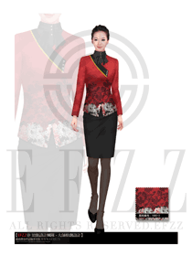 新款酒紅色女款酒店大堂經(jīng)理制服設(shè)計圖930
