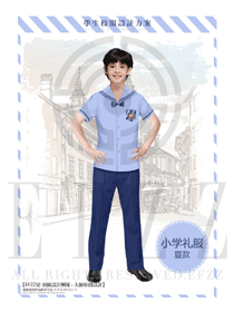 淺藍(lán)色短袖男款小學(xué)禮服夏款校服款式設(shè)計(jì)圖002