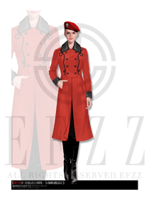 新款橙紅色女款冬季保安服大衣制服設計圖066