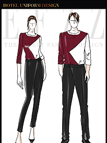 時尚紅色男女款夜總會KTV服務員制服設計圖622