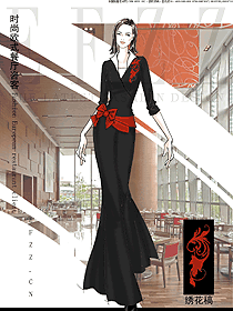 新款黑色女款酒店西餐咨客服裝設計圖573