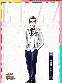 原創(chuàng)設(shè)計白色小學(xué)生禮服校服制服款式圖033