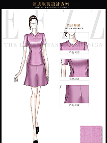 大師手繪淺玫紅女款水區更衣服務員服裝款式圖224