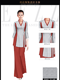 原創制服設計淺紅色女款水療會所咨客服裝款式圖431