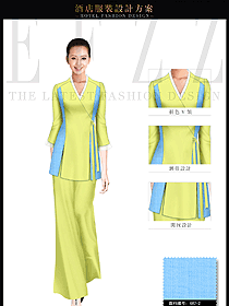 淺黃色女款SPA水療會(huì)所咨客制服設(shè)計(jì)圖432