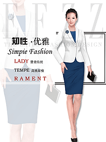 原創(chuàng)制服設(shè)計(jì)白色OL通勤裝專賣店?duì)I業(yè)員服裝款式圖1580