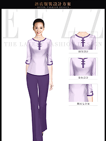 原創(chuàng)制服設(shè)計(jì)淺紫色女款會所服務(wù)生服裝款式圖618