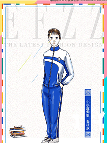 原創(chuàng)設(shè)計(jì)藍(lán)白條紋運(yùn)動款學(xué)生服校服款式圖040
