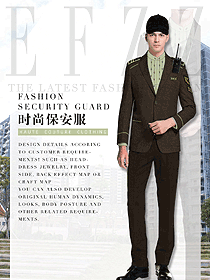 深棕色長(zhǎng)袖男款保安服西裝服裝款式圖083