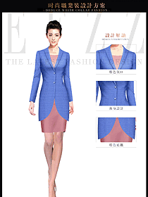 原創(chuàng)制服設(shè)計(jì)淺藍(lán)色女秋冬職業(yè)裝服裝款式圖1502