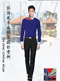 時(shí)尚深藍(lán)色男款西餐服務(wù)員制服設(shè)計(jì)圖1285