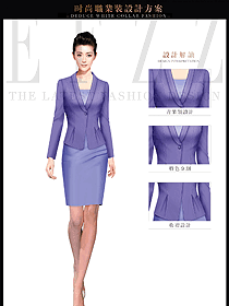淺紫色短裙套裝女秋冬職業(yè)裝服裝設(shè)計(jì)圖1510