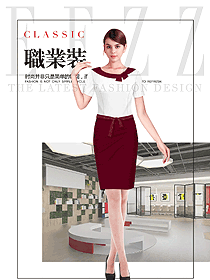原創(chuàng)制服設(shè)計紅色短裙款女職業(yè)裝短袖襯衫設(shè)計圖381