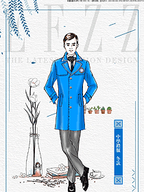 時(shí)尚藍(lán)色長袖男款學(xué)生服校服款式設(shè)計(jì)圖072
