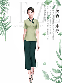 原創(chuàng)制服設計淺綠色女款按摩技師服裝款式圖1436