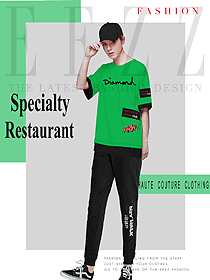 原創(chuàng)設(shè)計綠色男款快餐廳服務(wù)員服裝款式圖244