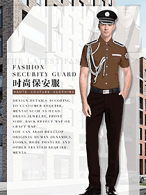 新款淺咖色男款短袖保安服款式設計圖377