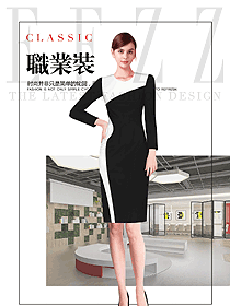 原創(chuàng)制服設(shè)計(jì)黑色連衣裙款女職業(yè)裝夏裝款式圖756