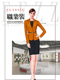 原創(chuàng)制服設(shè)計女秋冬職業(yè)裝款式效果圖1537