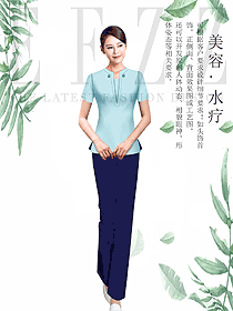 時尚淺藍色女款按摩技師服款式設(shè)計圖1462