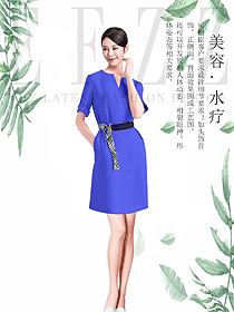原創(chuàng)制服設(shè)計藍色連衣裙款按摩技師服裝款式圖1463