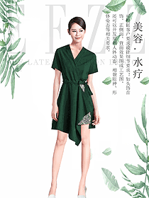 時(shí)尚墨綠色女款按摩技師服款式設(shè)計(jì)圖1464