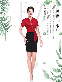 原創制服設計紅色女款按摩技師服裝款式圖1469
