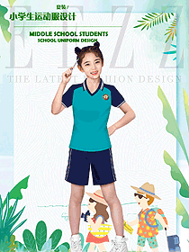 藍(lán)色短袖女款學(xué)生服校服款式設(shè)計(jì)圖099