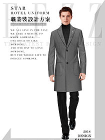 灰色男職業裝大衣服裝款式圖113
