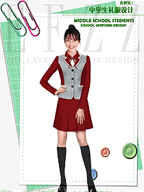 新款紅色長(zhǎng)袖女款學(xué)生服校服款式設(shè)計(jì)圖118