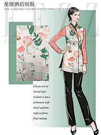 新款女款中餐服務(wù)員制服款式設(shè)計圖2035