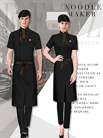 新款黑色短袖男女款酒店廚師服制服設(shè)計(jì)圖468