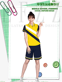 新款淺黃色短袖女款學(xué)生服校服款式設(shè)計圖124