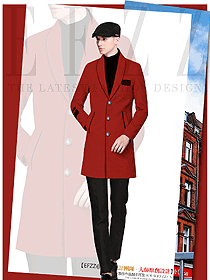 原創(chuàng)制服設計紅色修身男款職業(yè)裝大衣服裝款式圖118