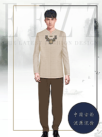原創(chuàng)制服設(shè)計(jì)男款中餐服務(wù)員服裝款式圖2037