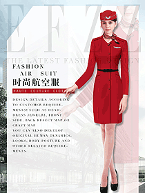 原創(chuàng)設(shè)計紅色連衣裙款空姐制服款式圖838