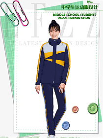 藍色長袖女款學(xué)生服校服款式設(shè)計圖135