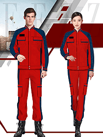 紅色長袖汽修服工程服款式效果圖1252