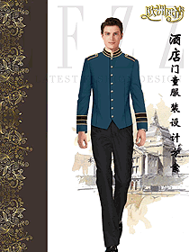 時尚長袖男款酒店門童制服設計圖1283